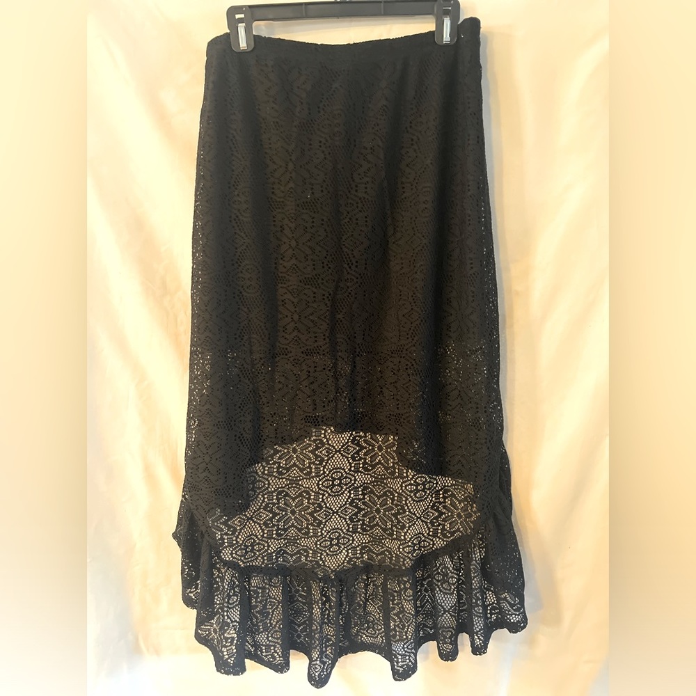 Black Lace High Low Skirt with lining size large